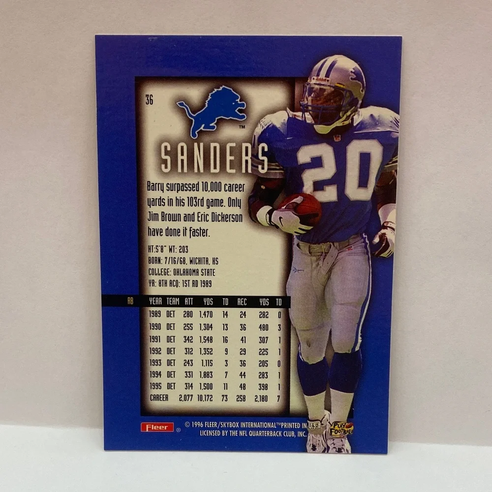 1996 Fleer Ultra Sensations Gold Barry Sanders Lions #36 (017)